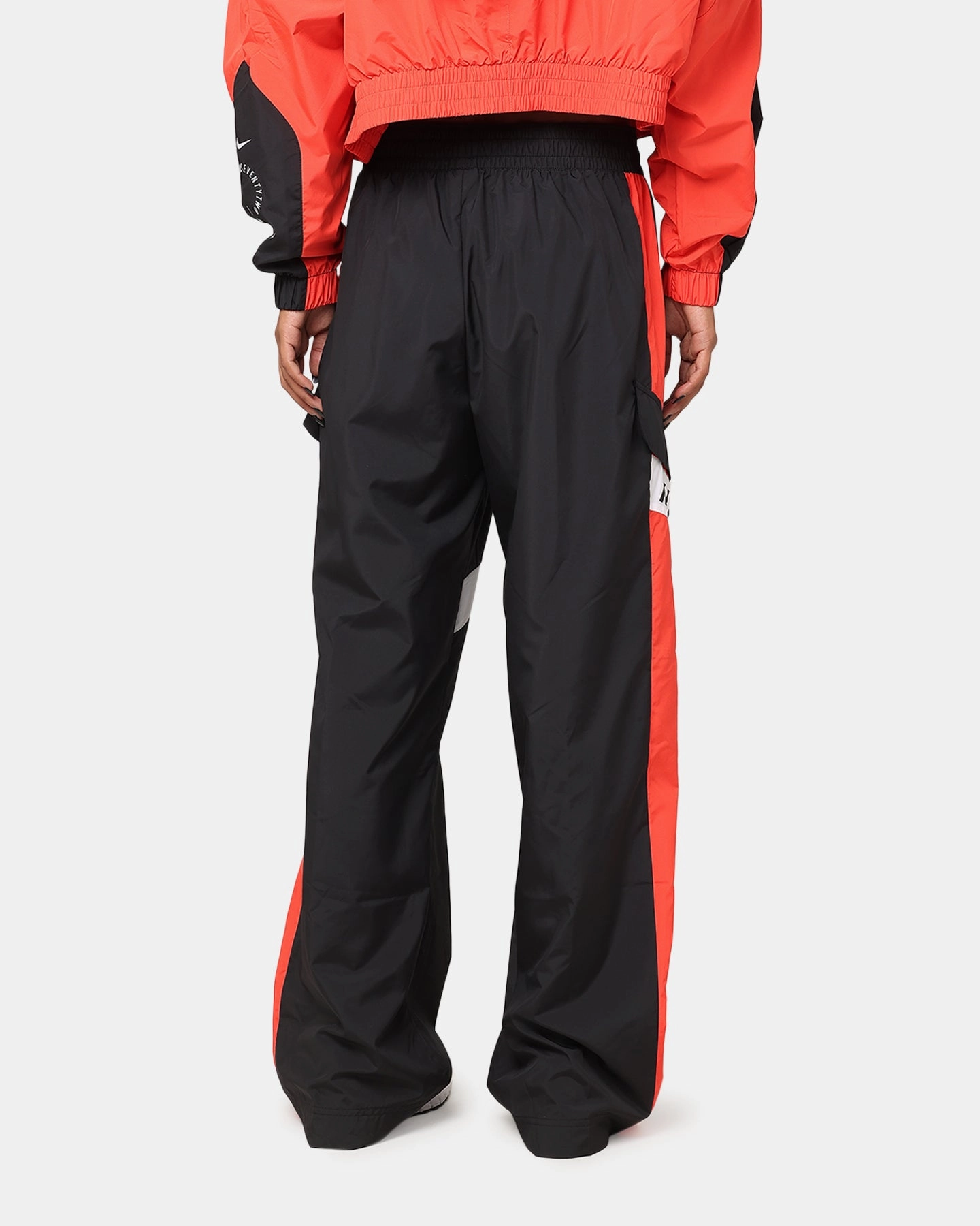Nike Women's Sportswear Woven Oversized Pant Black/Light Crimson/White Adjustable loop