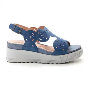 Stonefly sandalo da donna con zeppa Park 9 Velour 216104 0M5 blu Breathable mesh