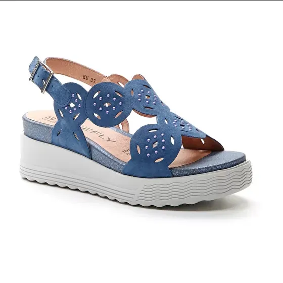 ventilation channels Stonefly sandalo da donna con zeppa Park 9 Velour 216104 0M5 blu