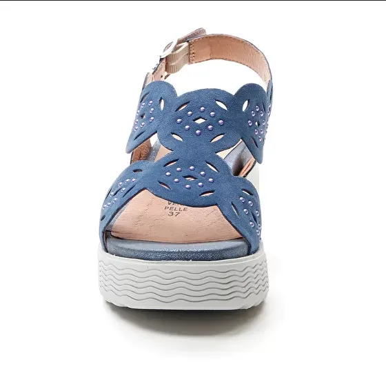 Pressure Relief Grid Design Stonefly sandalo da donna con zeppa Park 9 Velour 216104 0M5 blu