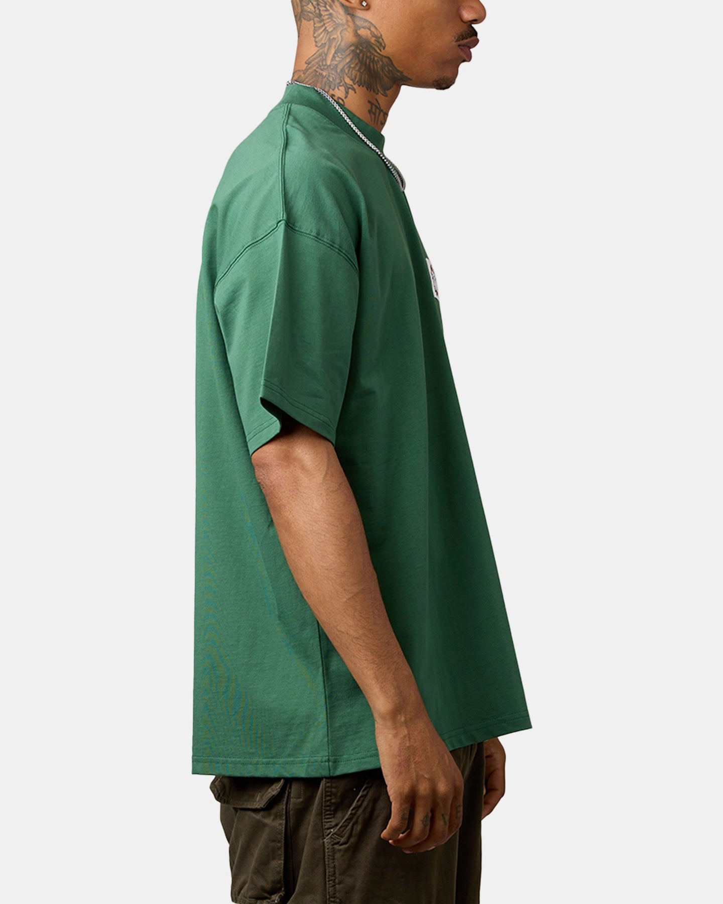 Carre Damask Oversized T-Shirt Forest Green Midweight Knit simple design