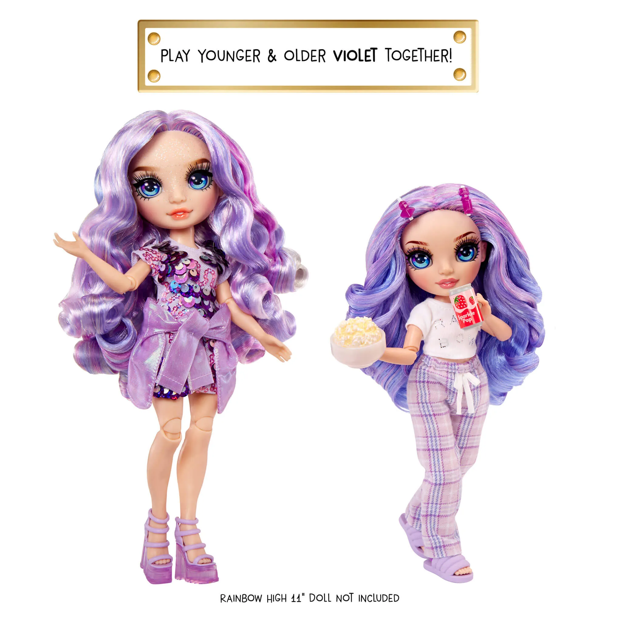 Rainbow High Jr High PJ Party Violet (Purple) 9” Posable Doll in Adorable Pajamas