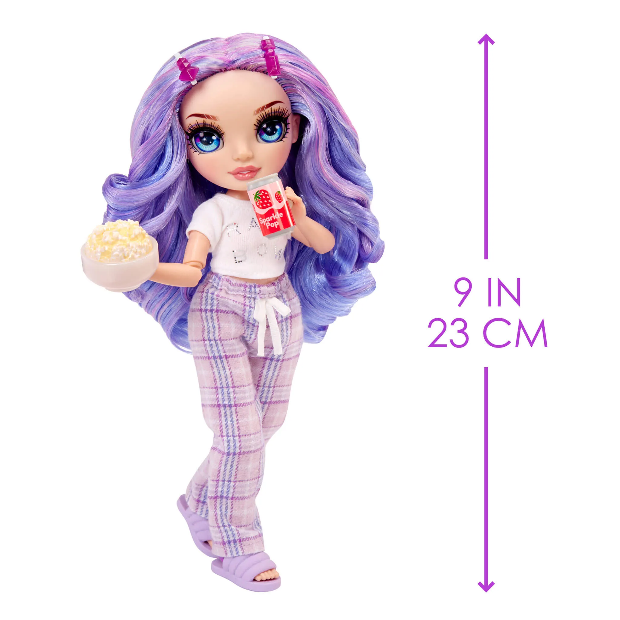 Rainbow High Jr High PJ Party Violet (Purple) 9” Posable Doll in Adorable Pajamas