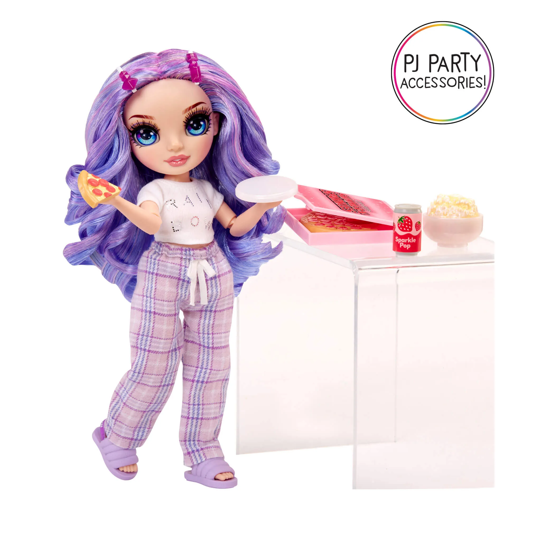 Rainbow High Jr High PJ Party Violet (Purple) 9” Posable Doll in Adorable Pajamas
