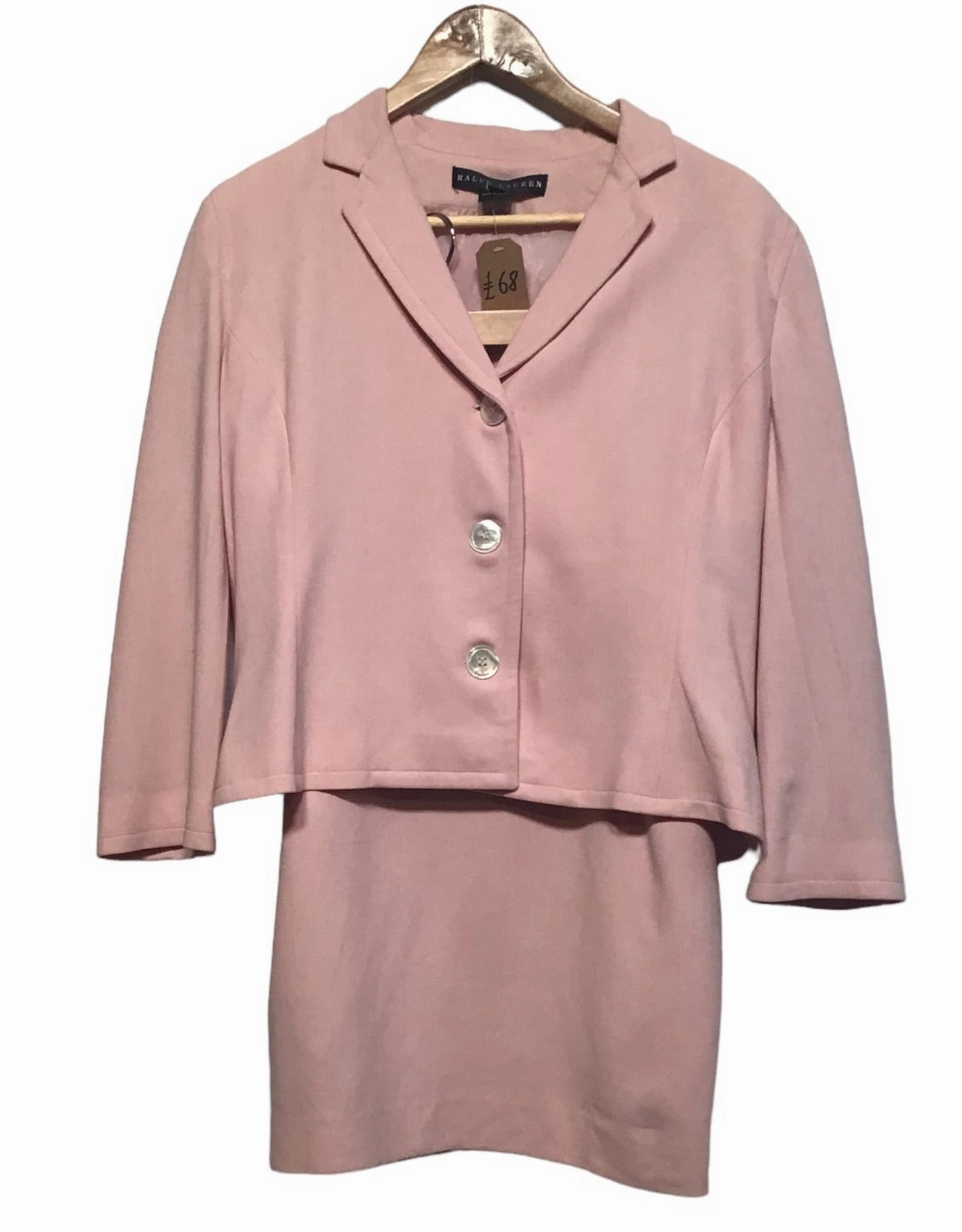 Ralph Lauren Pink Women's Jacket and Skirt Set (Size M) Embroidered