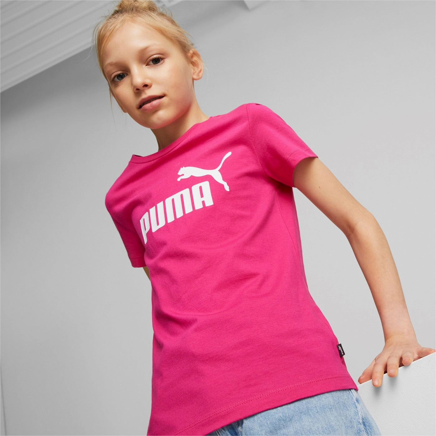 Puma maglietta manica corta da ragazza con logo stampato ESS 587029 01 orchidea Cozy Vibe