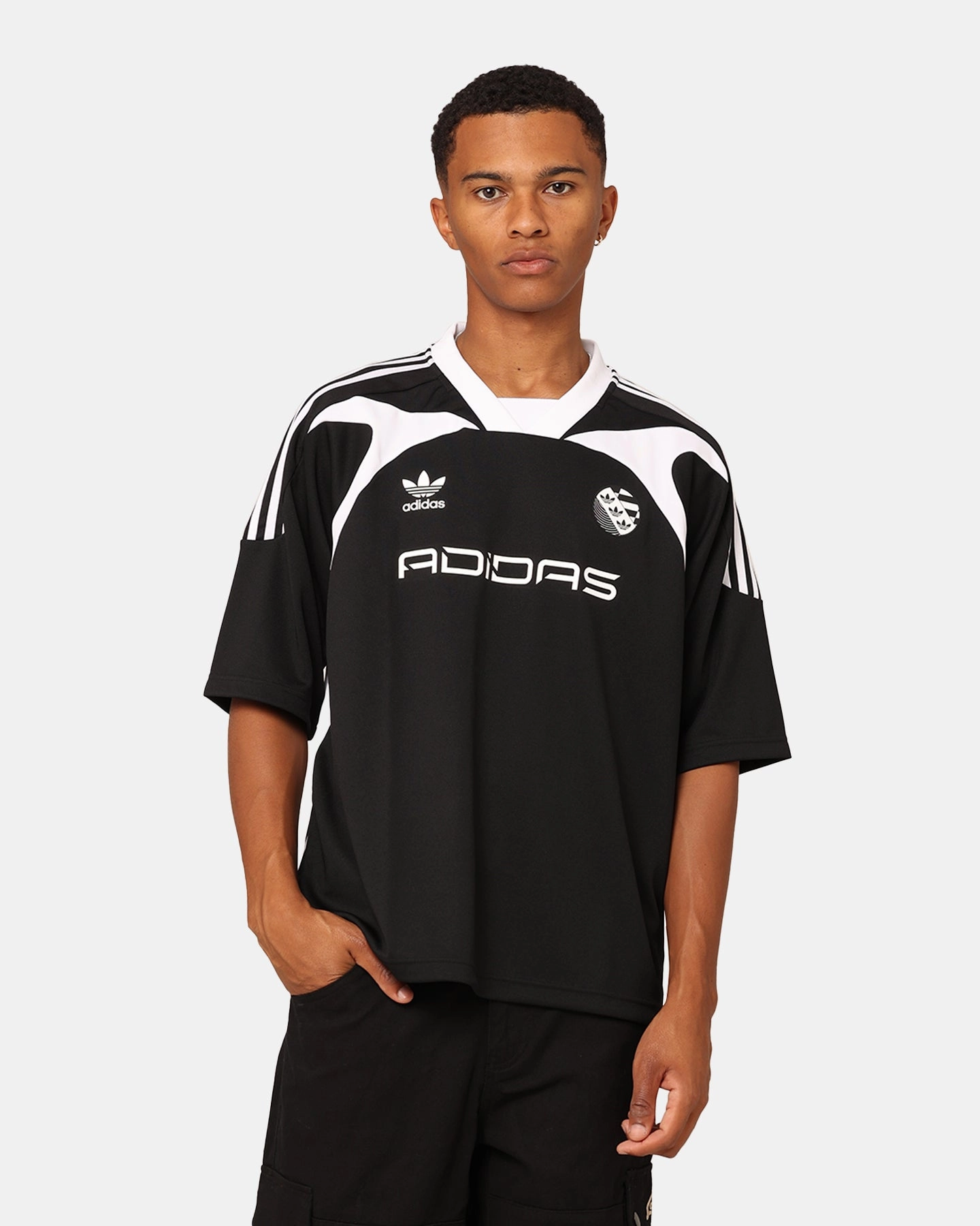 Adidas Oversized Short Sleeve Jersey Black Stylish Wearable Wrinkle Resistant Finish