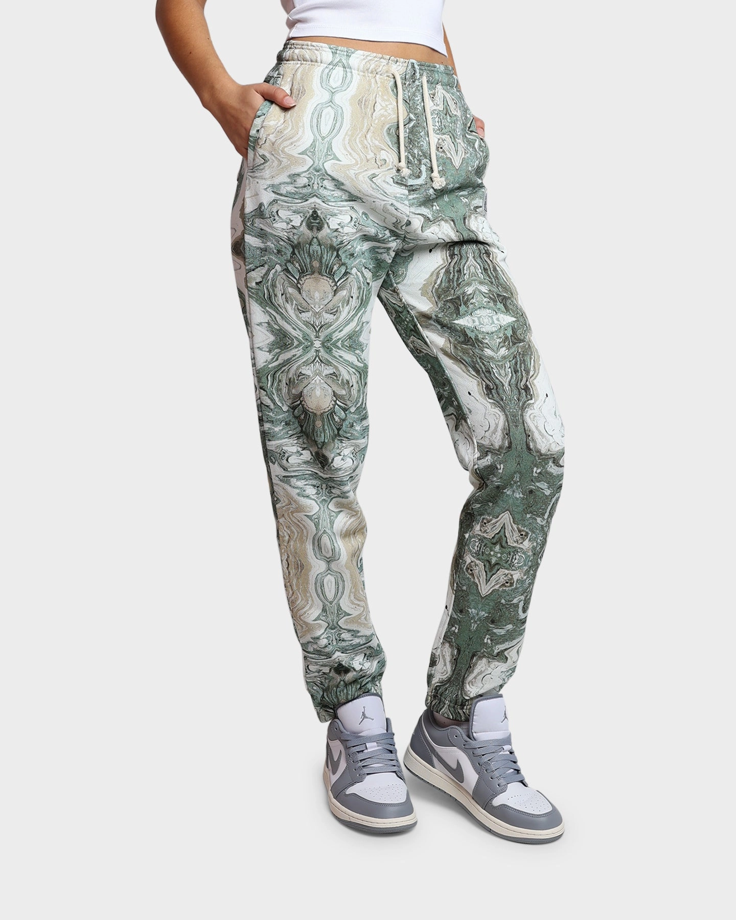 HUF Women's Swirl Fleece Pants Olive Padded hips