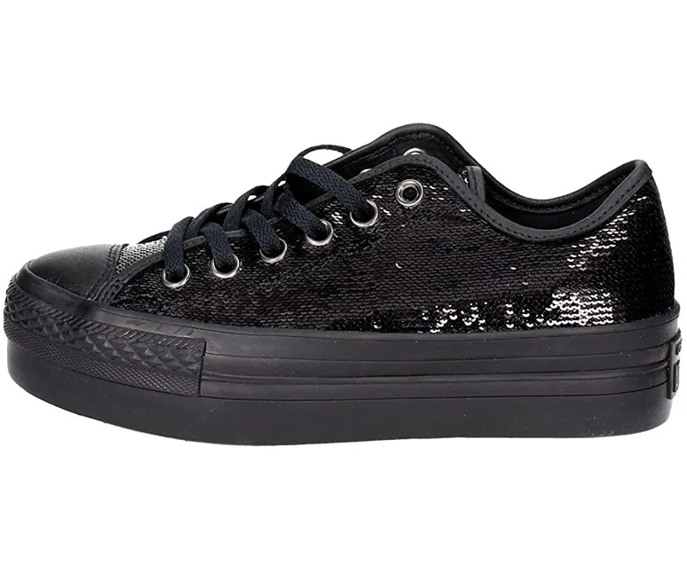 Converse sneakers da donna con paillette nere e zeppa 558984C nero Stable Ride perforated upper running shoes