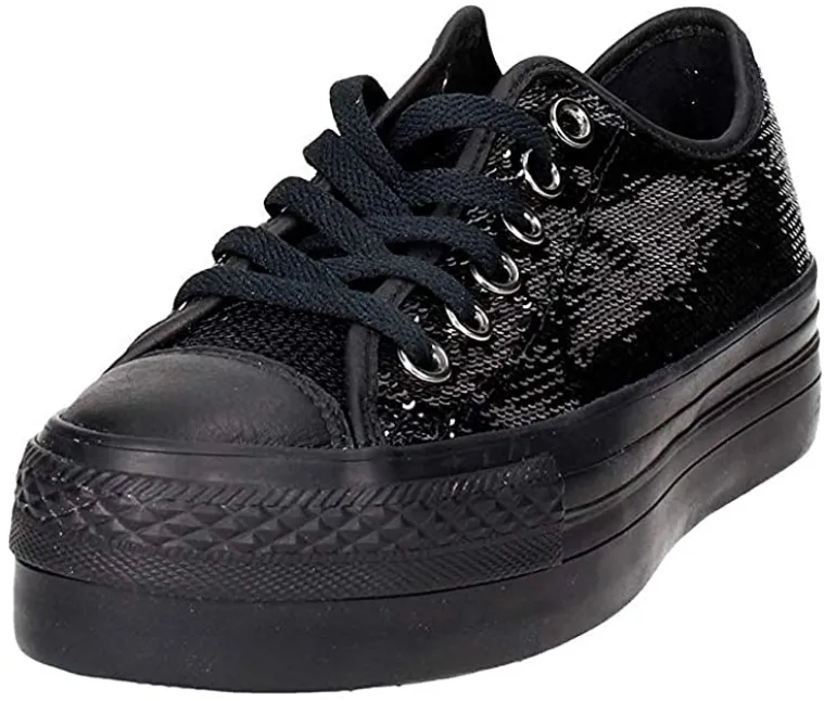 Converse sneakers da donna con paillette nere e zeppa 558984C nero City running requirement EvaMidsole