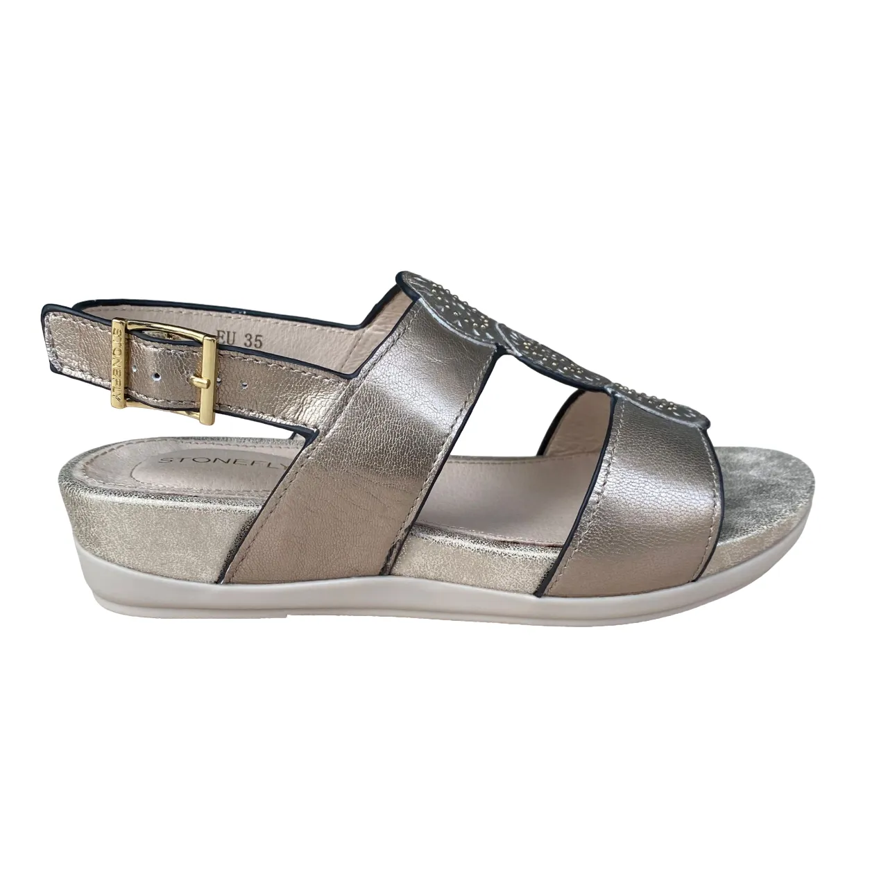 Anatomical Toe Ridge Stonefly sandalo casual da donna Eve 30 in pelle laminata 220837 Z00 metallo
