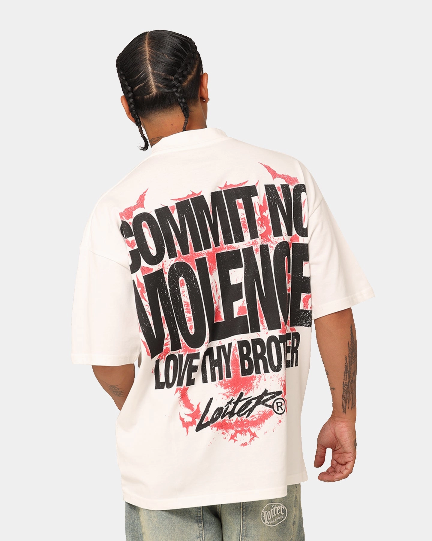 Loiter Dog Tag Oversized T-Shirt Off White Chill Vibes NonRestrictive Cut