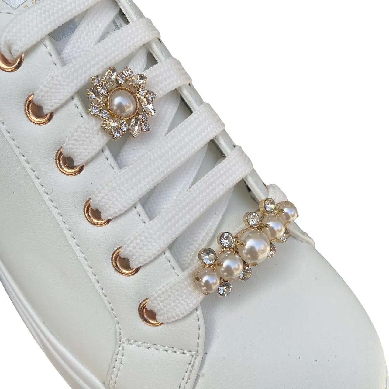 Adaptive cushion Valleverde scarpa sneakers da donna con applicazioni sui lacci 35103 bianco-oro
