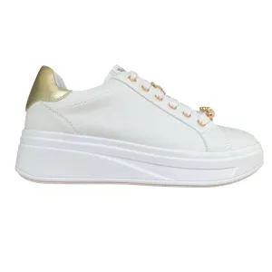 Valleverde scarpa sneakers da donna con applicazioni sui lacci 35103 bianco-oro Comfort Micro Grip Tread Pods