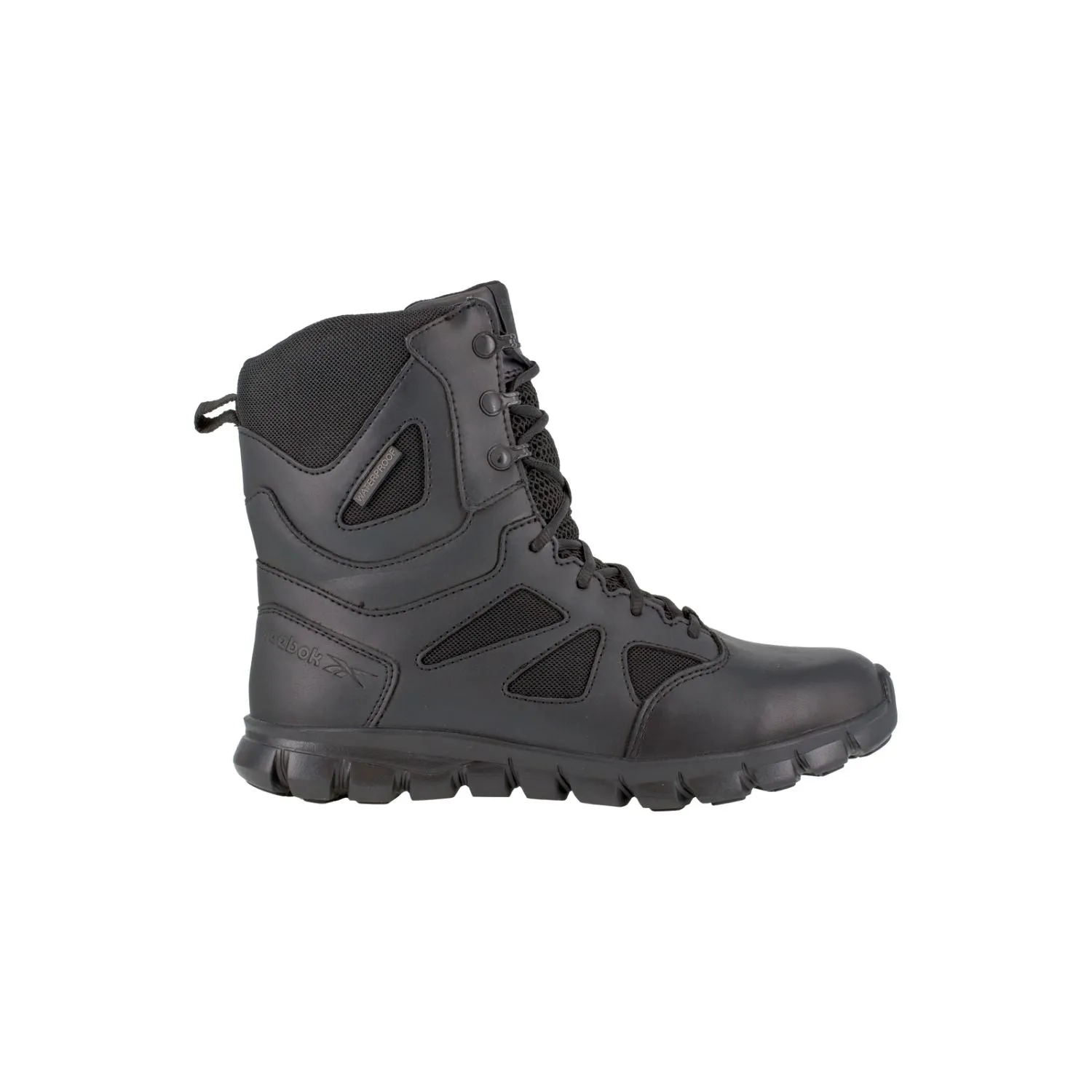 Reebok Sublite Cushion Men's 8" Tactical Waterproof Boot with Side Zipper - Black
