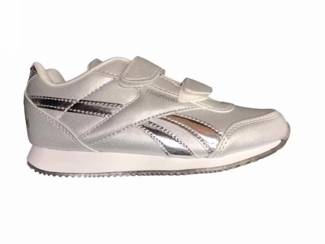 Reebok scarpa sneakers da bambina con velcro Royal CL Jogging 2.0 2V Kid FW8436 argento zero - heel shoes running for joint flexibility