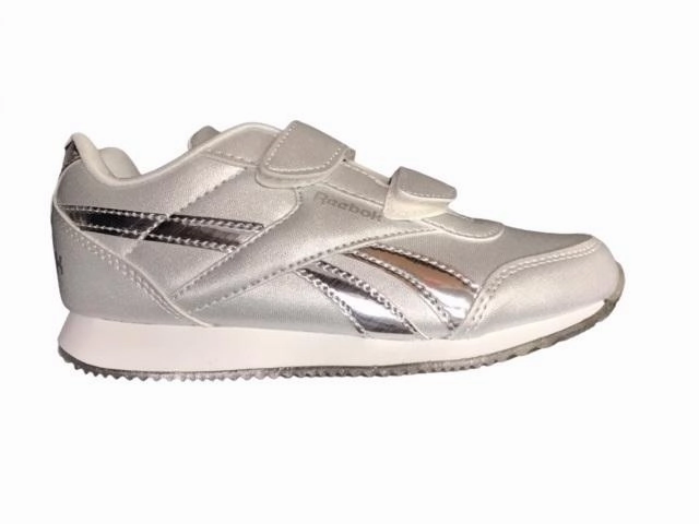Reebok scarpa sneakers da bambina con velcro Royal CL Jogging 2.0 2V Kid FW8436 argento Enhanced Stability Pods