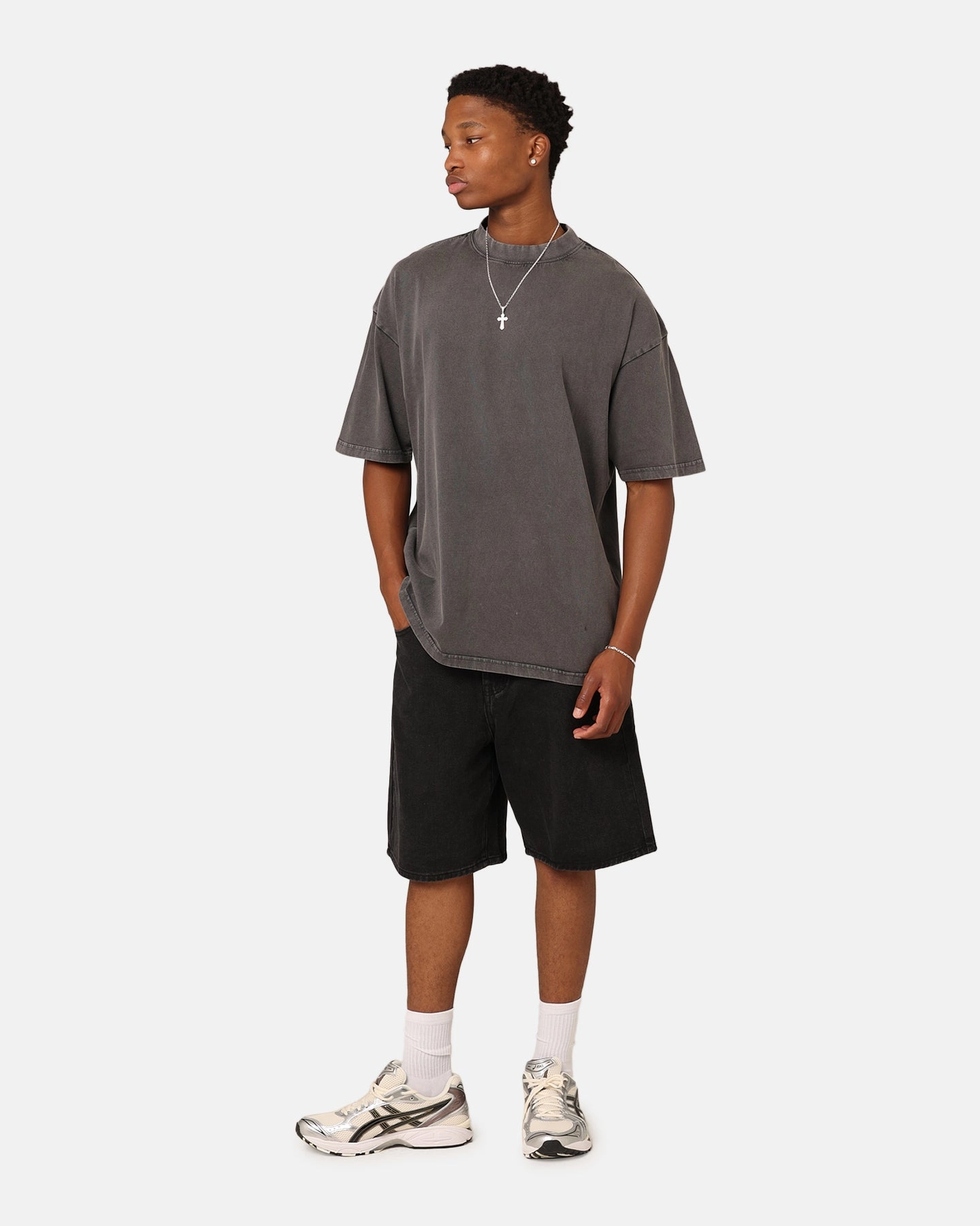 HeatResistantMaterial Versatile Piece Culture Kings Oversized Blank T-Shirt Washed Charcoal