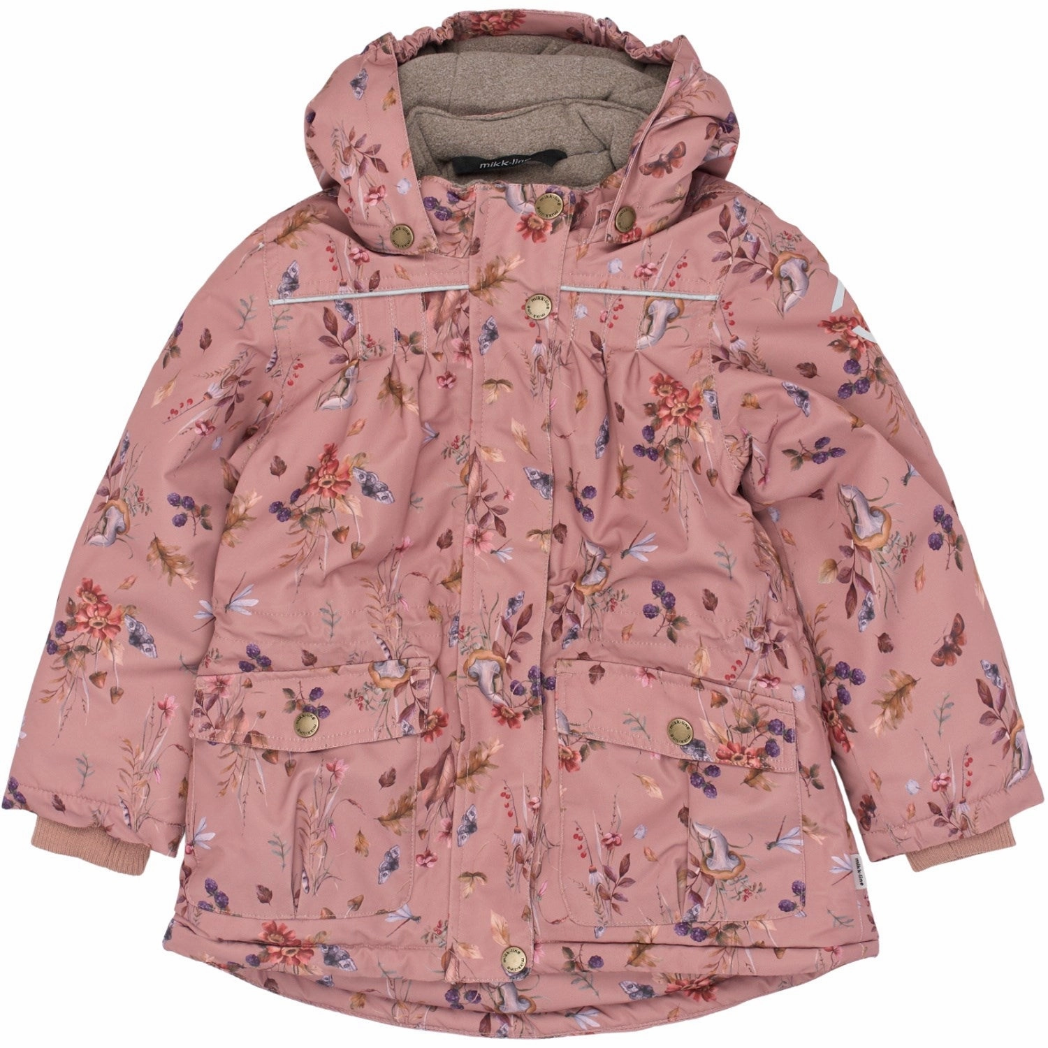 Anti Slip Shoulder Pads Long Lasting Shape Retention Mikk-Line Burlwood Polyester Girls Jacket AOP Floral
