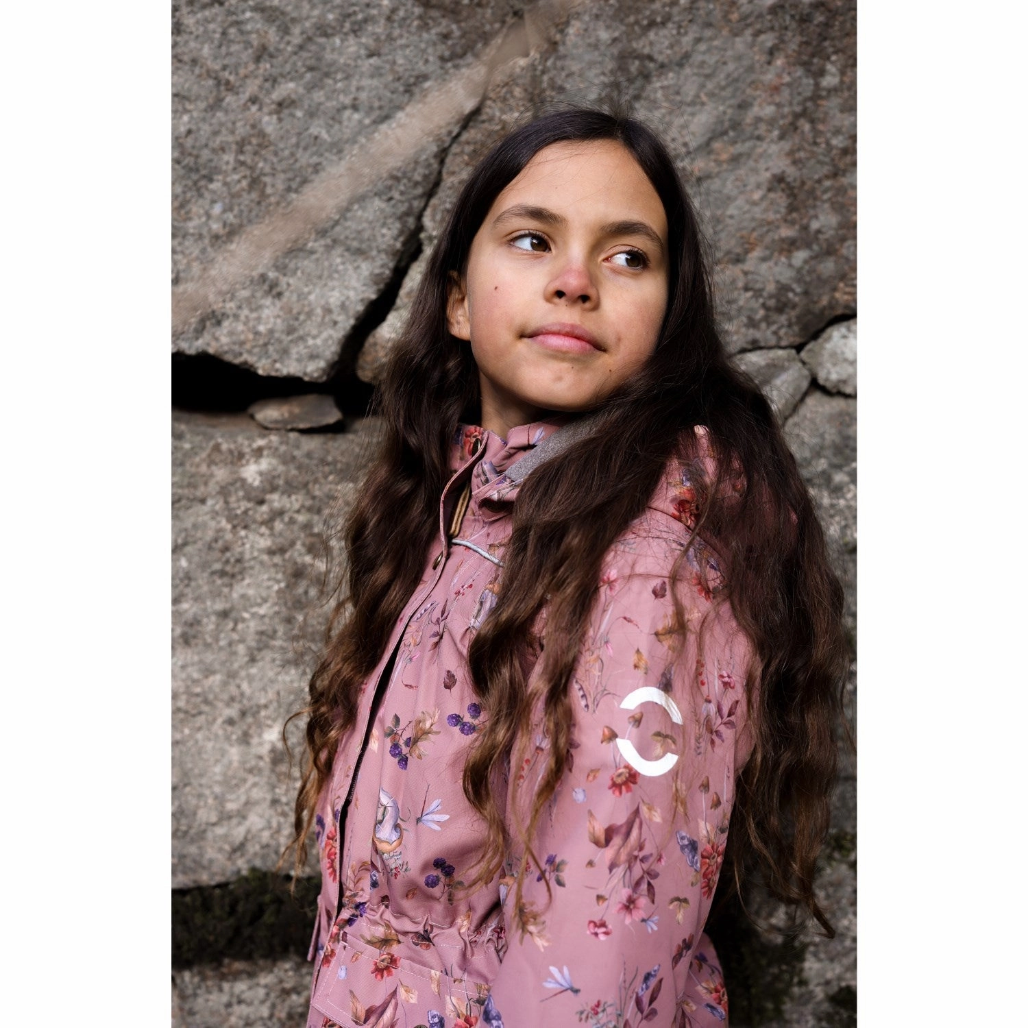 Mikk-Line Burlwood Polyester Girls Jacket AOP Floral Breezy Layer Option Tear Resistant
