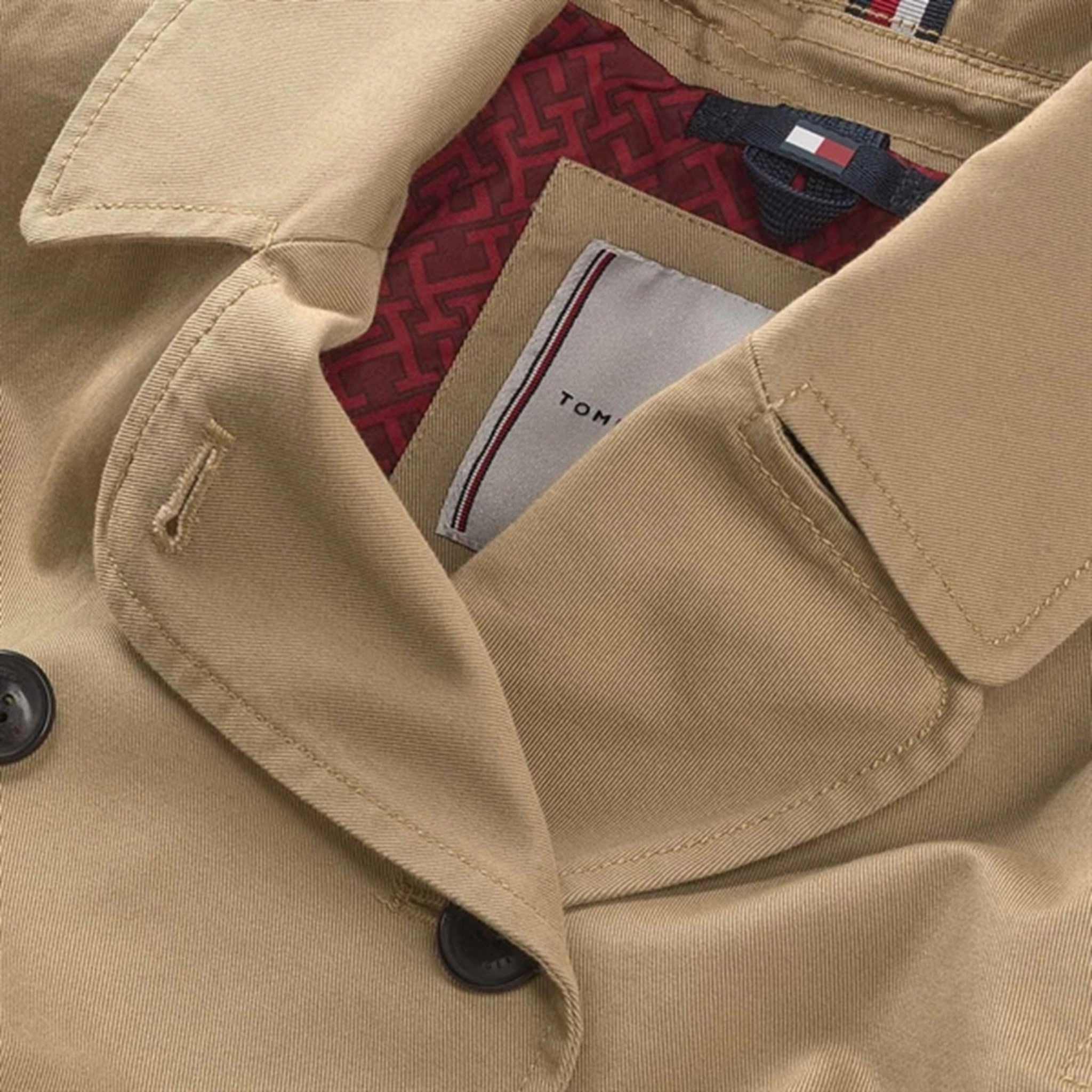 Tommy Hilfiger Monogram Releaxed Trench Coat Classic Khaki Travel Layer