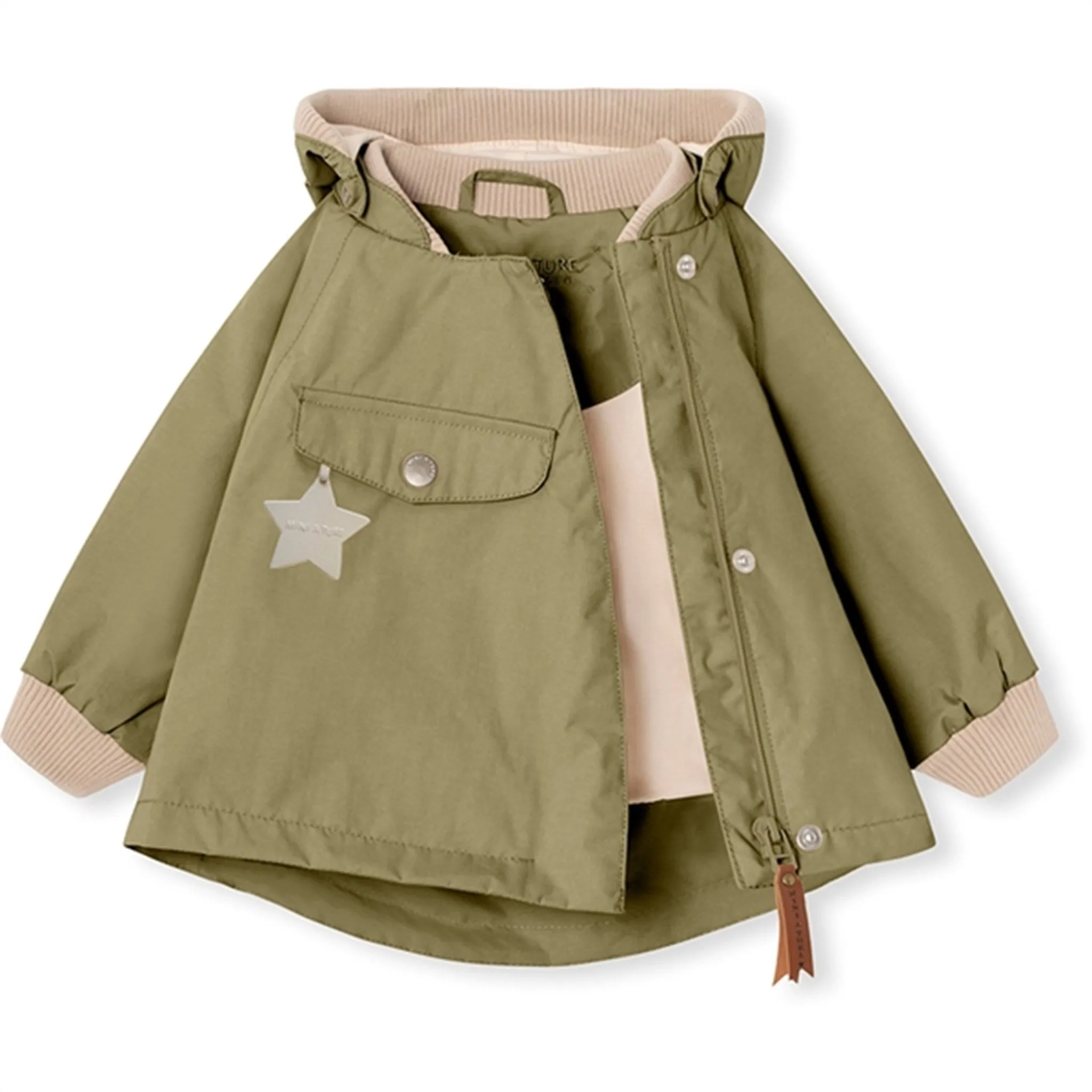 FoldableStructure Zipper Closure System MINI A TURE WAI Spring Jacket Aloe Green