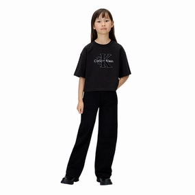 Soft Finish Calvin Klein Jeans High Rise Wide Leg IG0IG029981BY Blu per Bambina - Jeans a Vita Alta con Gamba Larga
