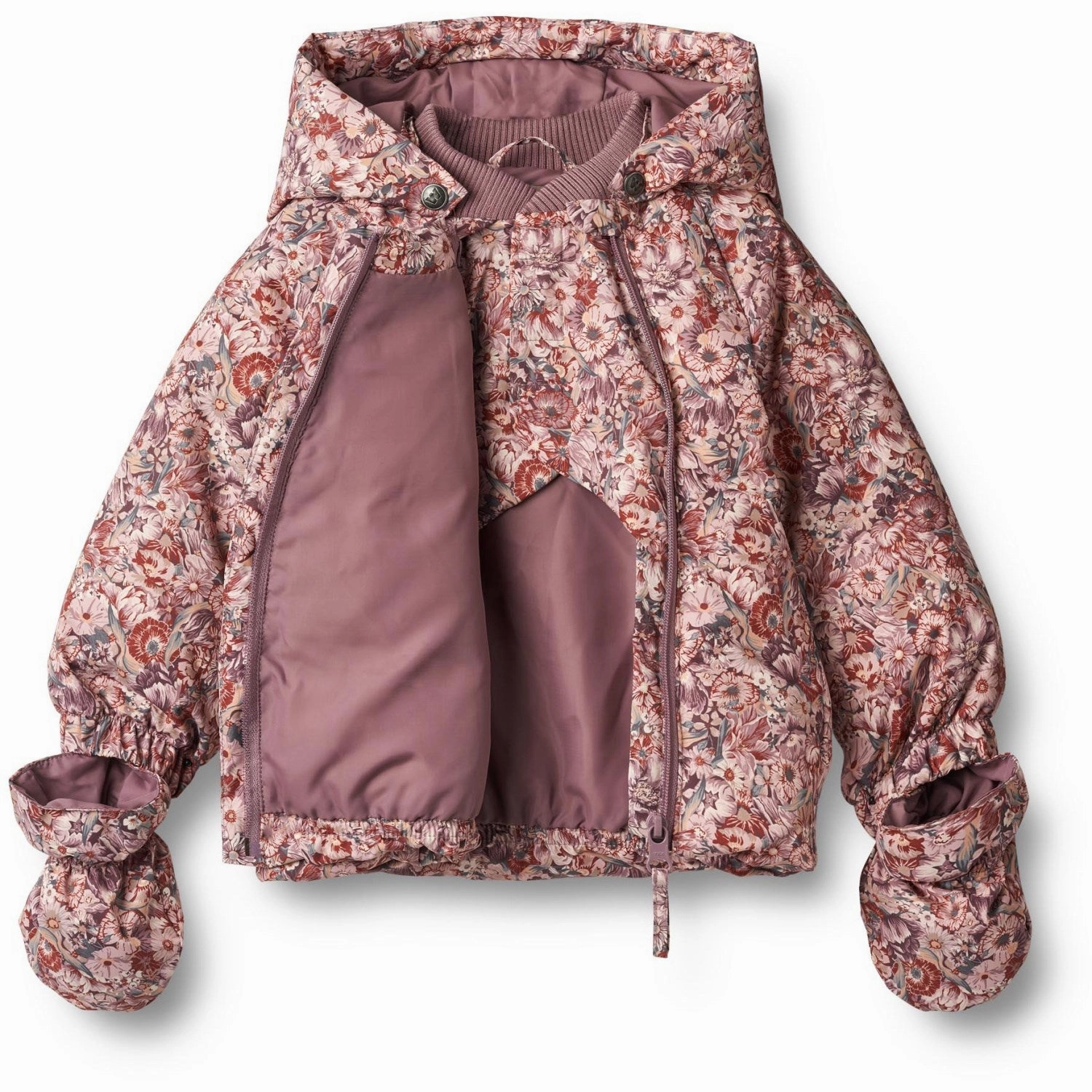 Wheat Flowers In Plenty Puffer Jacket Morgen Easy Care Fabric Classic Ribbed Cuffs