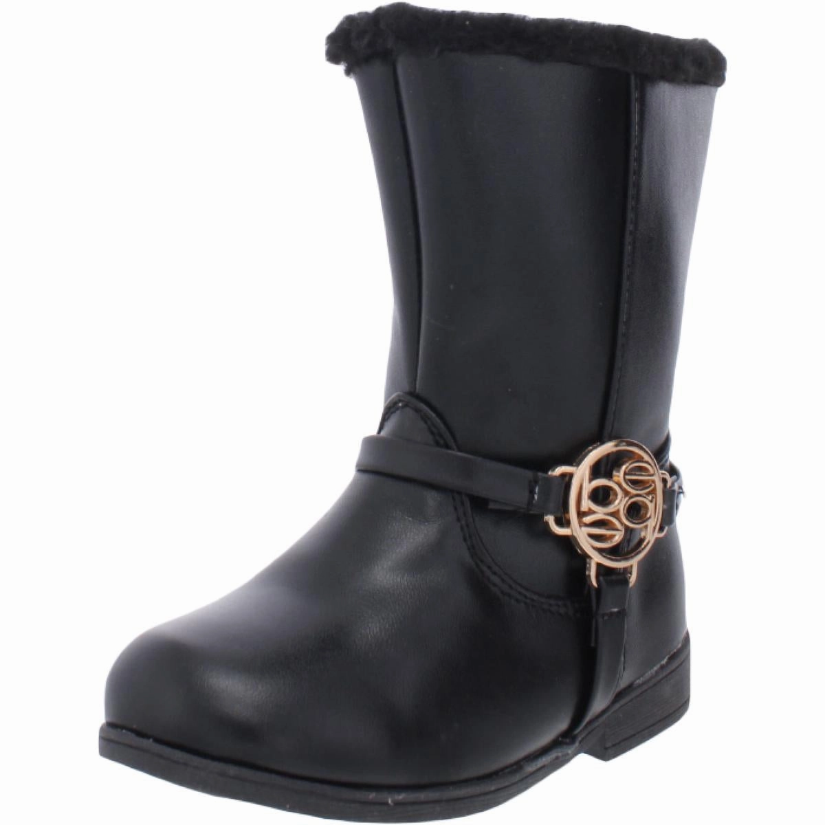 121229 Girls Toddler Faux Leather Mid-Calf Boots Comfy Fit Ergo Touch