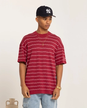 Carre Thorny Oversized T-Shirt Maroon SoftenedNeckline futuristic