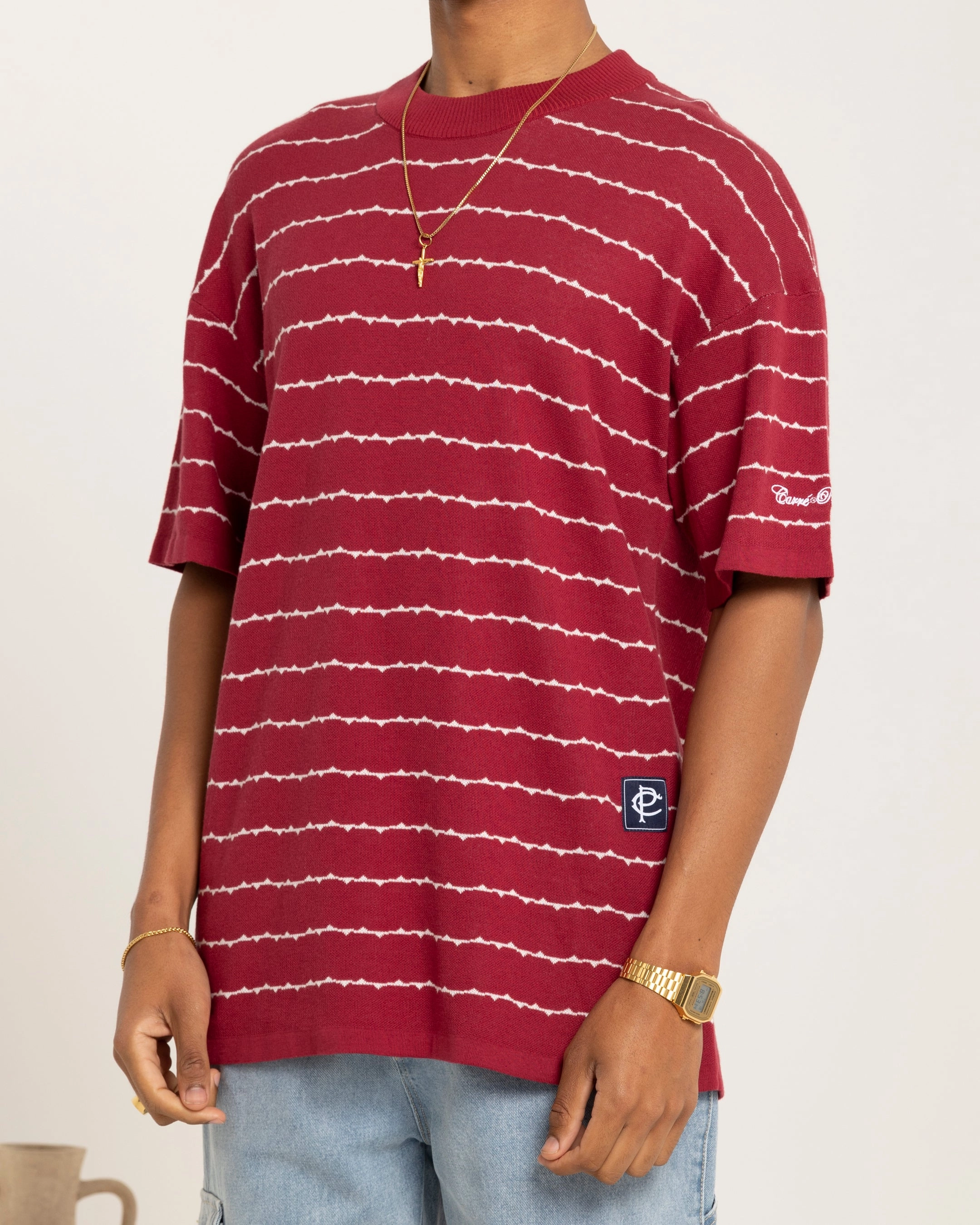 Carre Thorny Oversized T-Shirt Maroon Fit for All Seasons