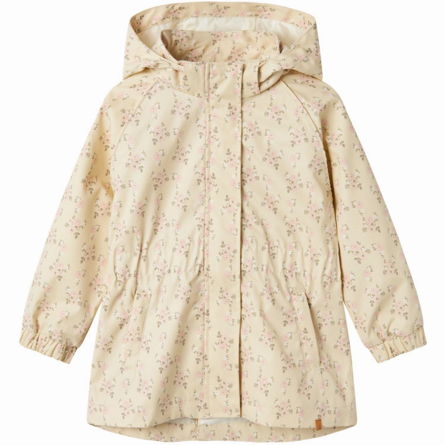Lil'Atelier Bleached Sand Gerda Long Jacket AOP Fo Elastic Binding