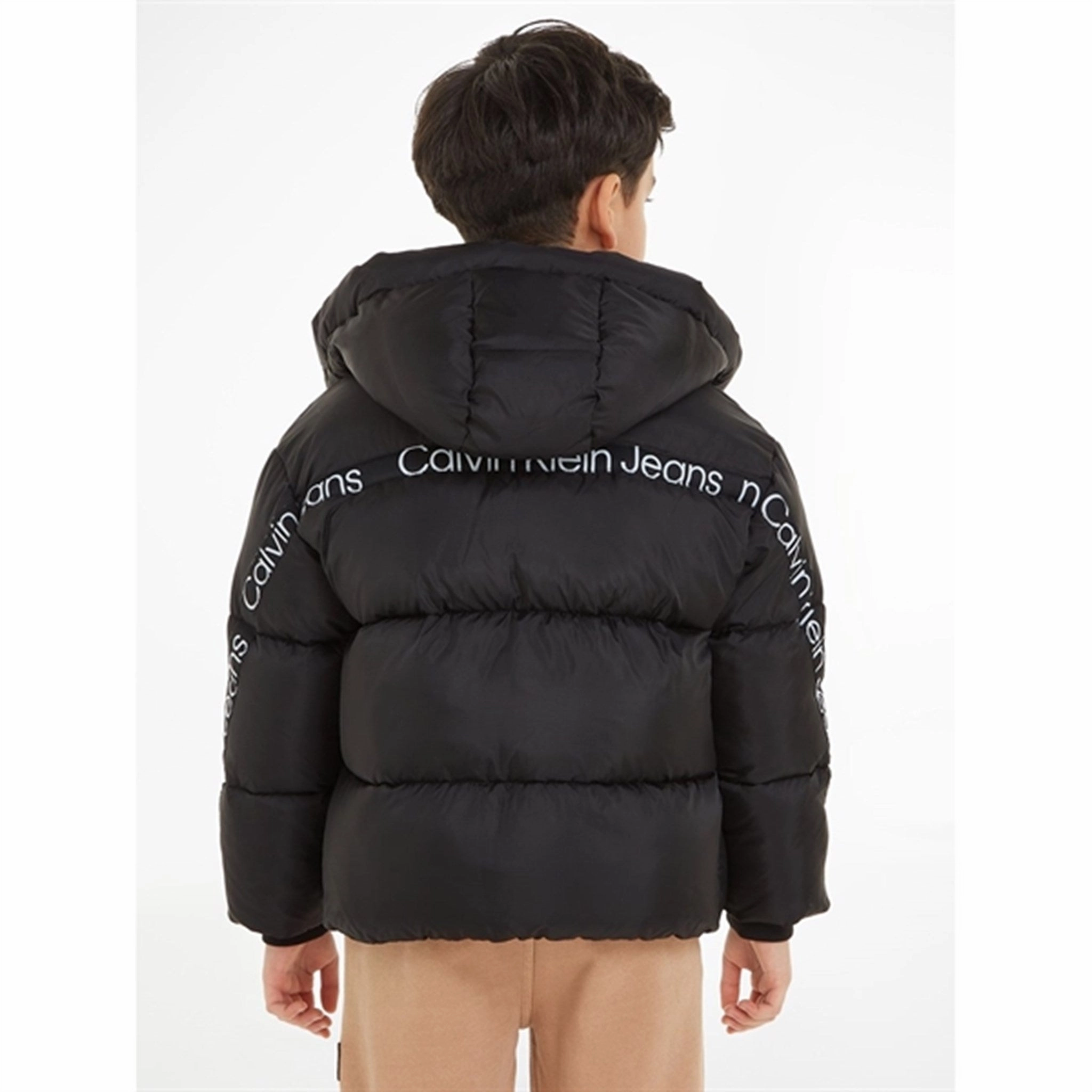 Calvin Klein Ckj Logo Tape Puffer Jacket Ck Black Compression Fit