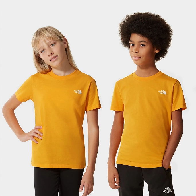 The North Face maglietta manica corta da ragazzi SS Simple Dome NF0A2WAN56P1 oro Relaxed Style Layered Shoulder Design