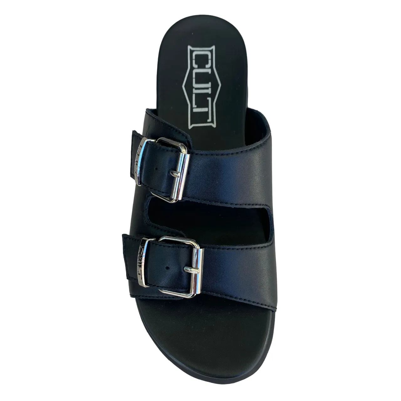 Mule Style Cult sandalo a ciabatta da donna con fibbie e borchie 3146 nero