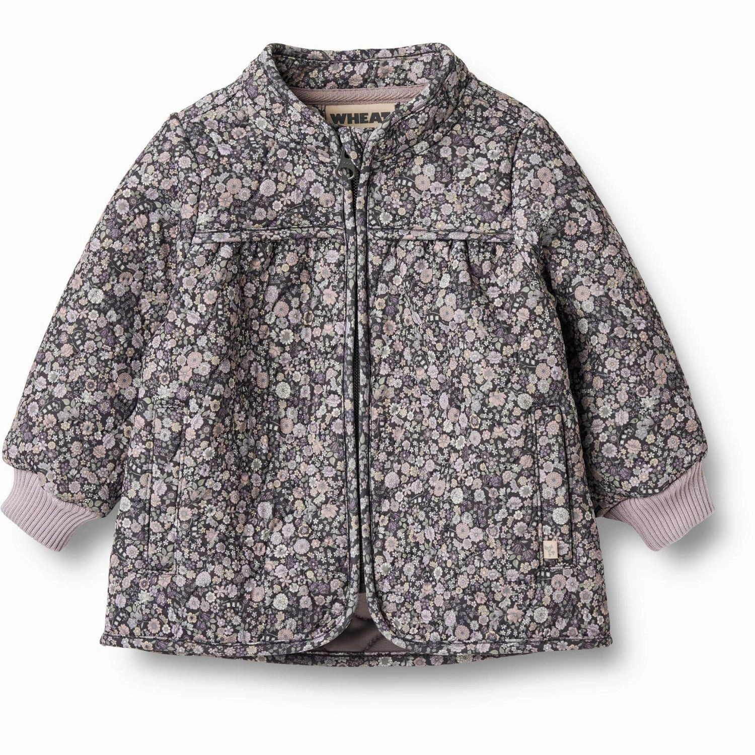 Noise Reduction Design Single Breasted Wheat Black Sea Flowers Thermo Jacket Thilde