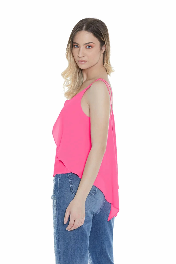 Sustainability - focused Relish Canotta con doppia spallina scollo a V e fibbia pi?? volants RDP2303009009 fluo fuchsia