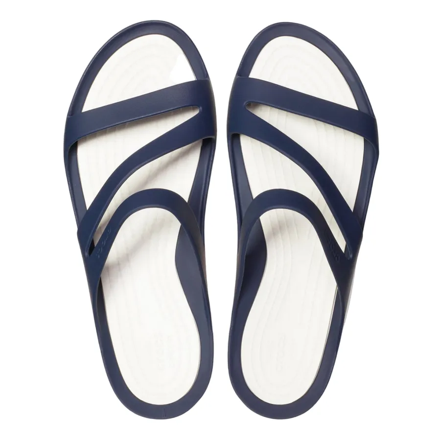 Crocs sandalo basso da donna Swiftwater 203998 462 blu bianco Grip Safe Molded Footbed