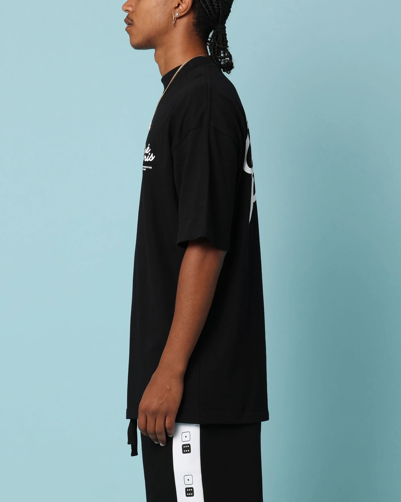 Functional Look Round neck simplicity Carr?? Gorgeous Script Oversized T-Shirt Black