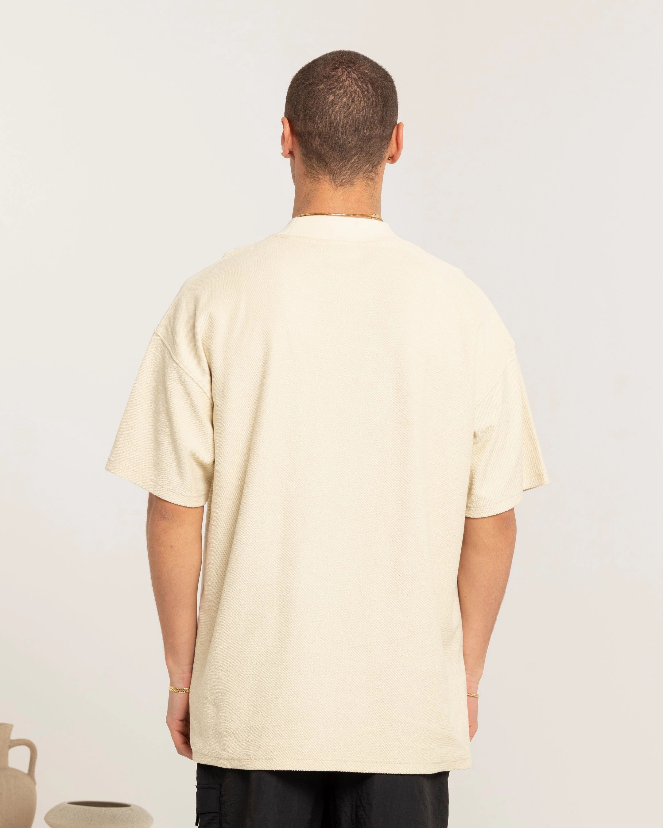 Carre Terry Oversized T-Shirt Light Stone DoubleStitchedHem All-Season Comfort