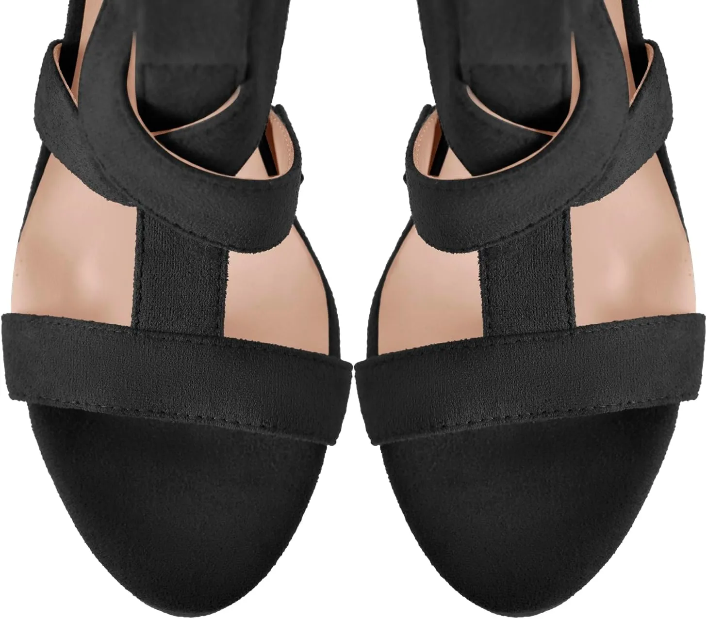 richealnini Platform High Heels Block Heeled Sandals with Zippers Ankle Strappy Heels