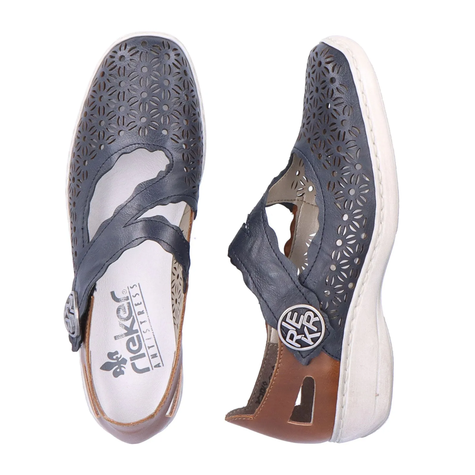 Rieker Doris 413G4-14 Mary Jane (Women) - Blue/Brown