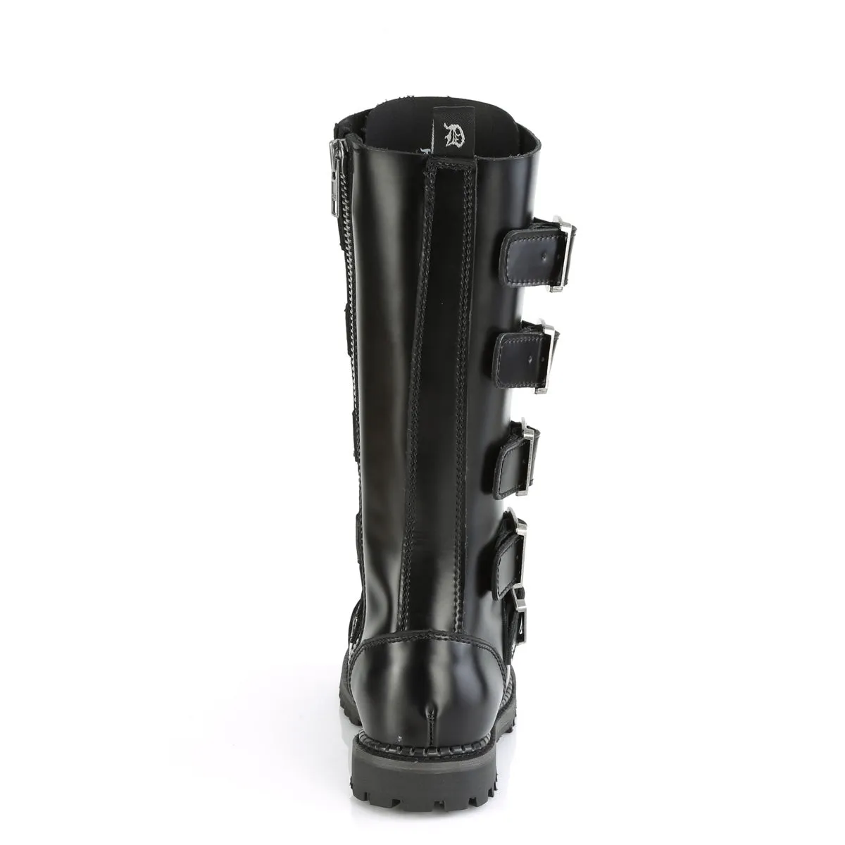 Riot-18BK 5 Buckles Leather Combat Boots (Unisex)