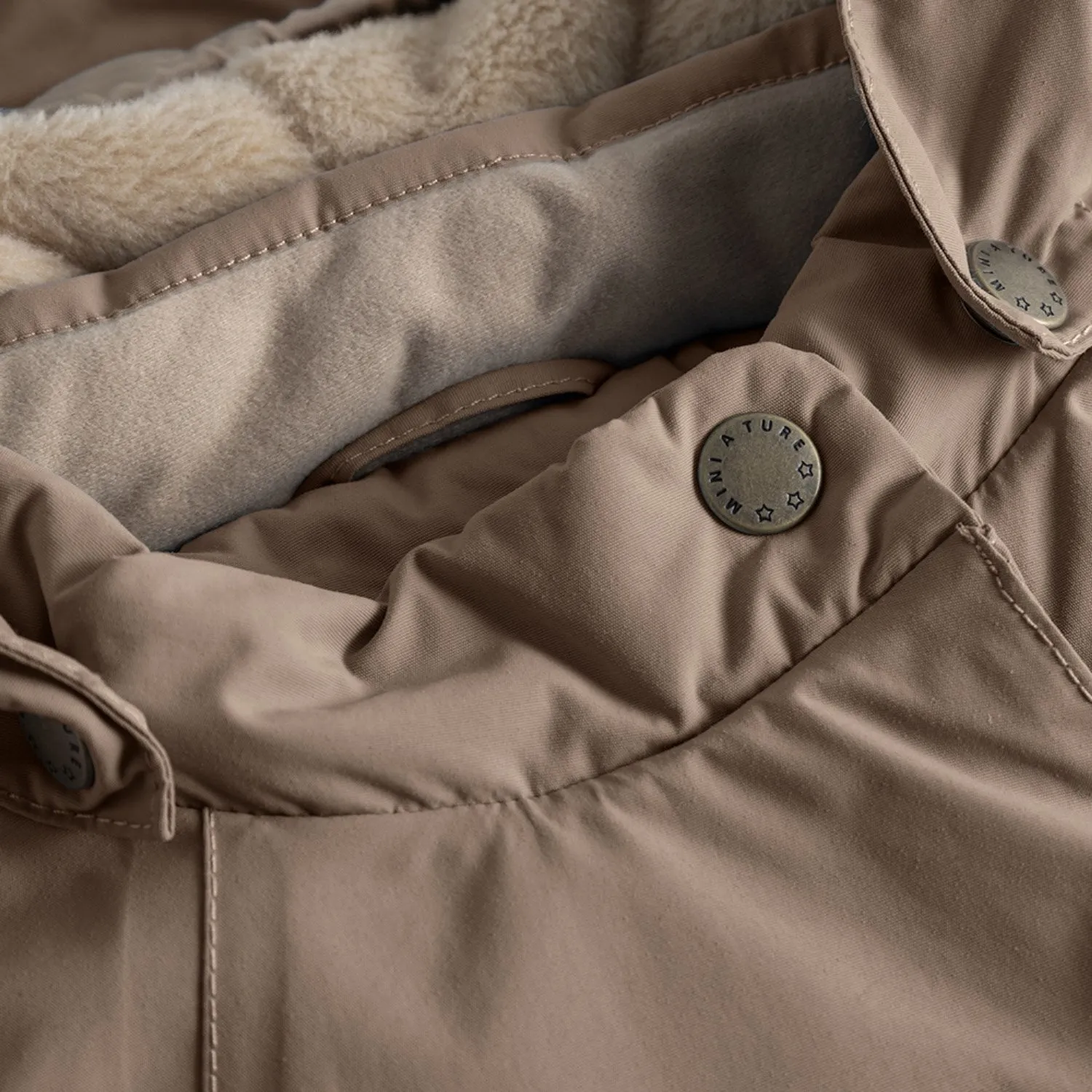 Mini A ture Morel grey Wang Fleece Winter Jacket m. Fur Durable Fabric Waterproof Coating