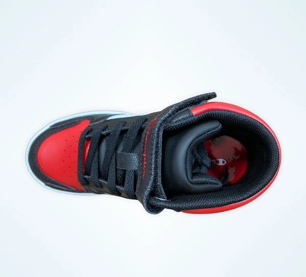 soft - foam sole shoes Champion scarpa sneakers da ragazzi Rebound 2.0 Mid S32262-CHA-KK001 nero bianco rosso