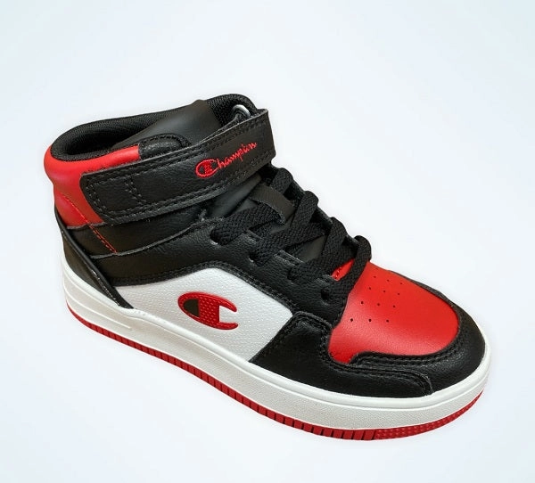 Versatile Traction bold - patterns shoes Champion scarpa sneakers da ragazzi Rebound 2.0 Mid S32262-CHA-KK001 nero bianco rosso