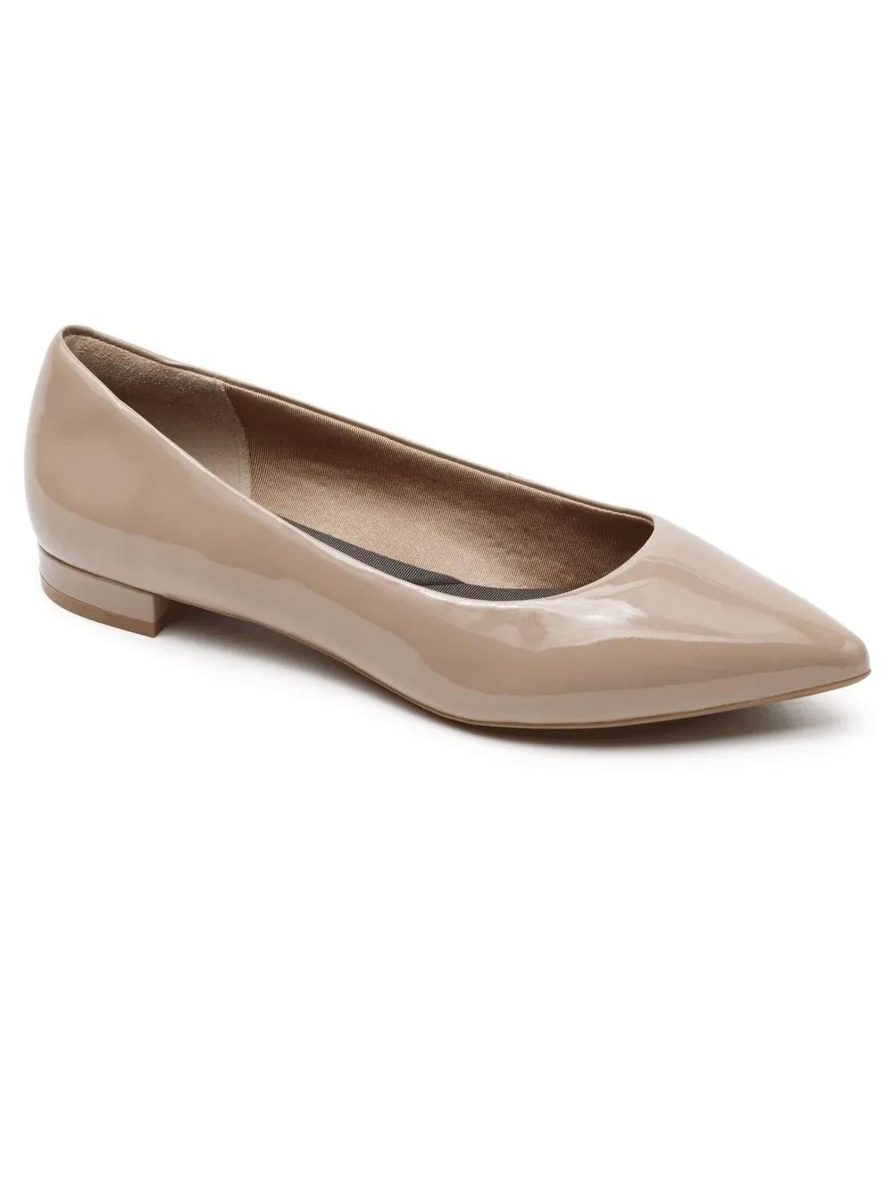 Rockport Women's Total Motion Adelyn Ballet Dark Taupe Patent V79749