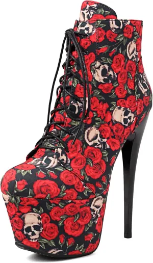 Roimaash Women's Ankle-High Boots Platform Booties Ankle High Stiletto Heels