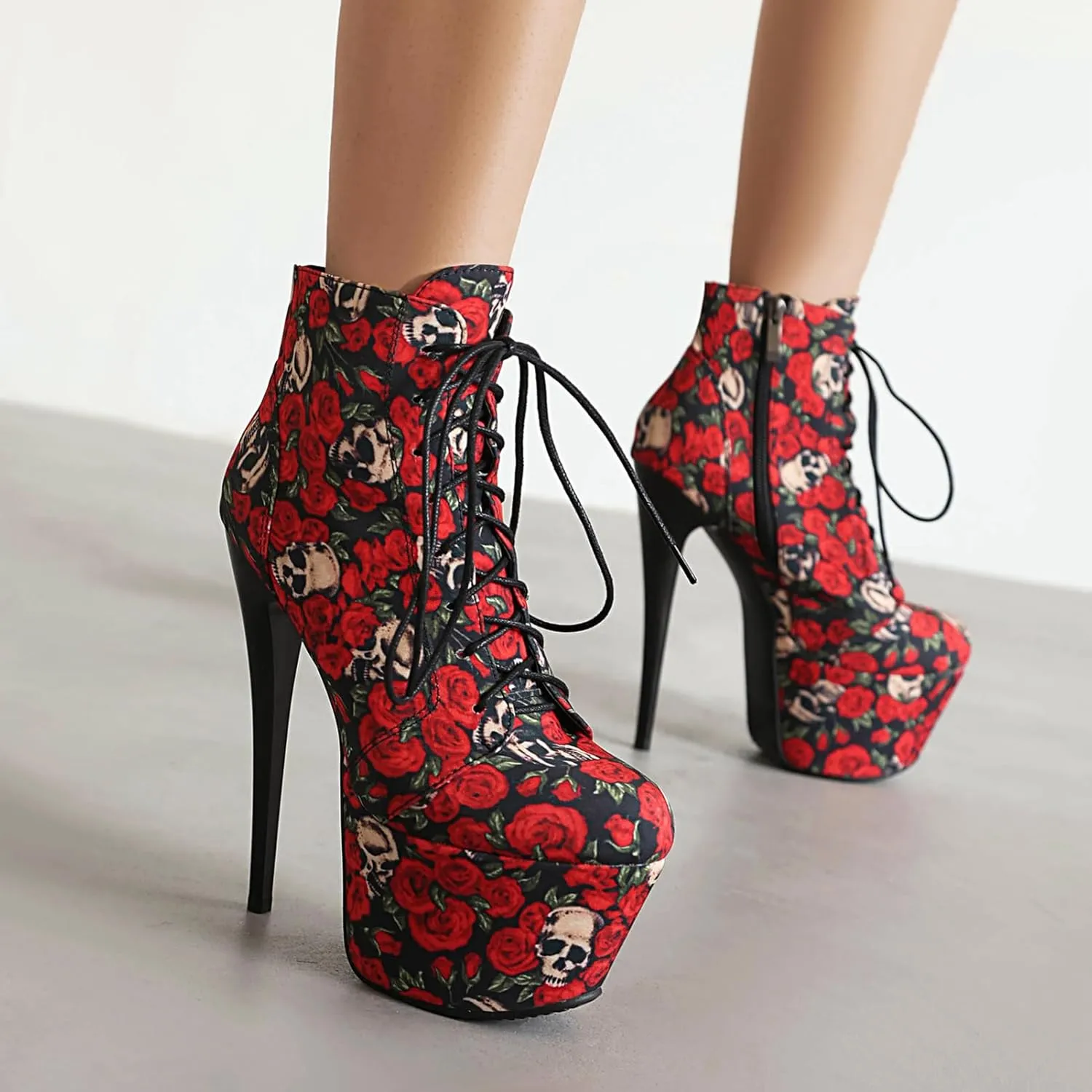 Roimaash Women's Ankle-High Boots Platform Booties Ankle High Stiletto Heels