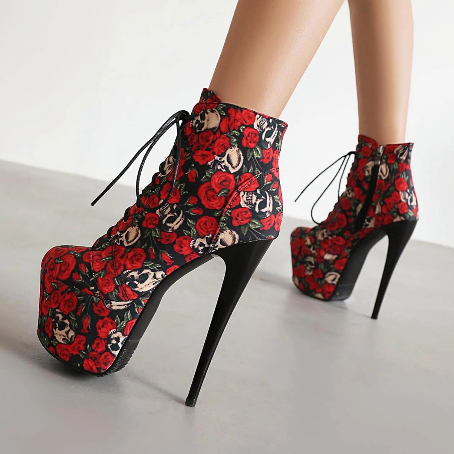 Roimaash Women's Ankle-High Boots Platform Booties Ankle High Stiletto Heels